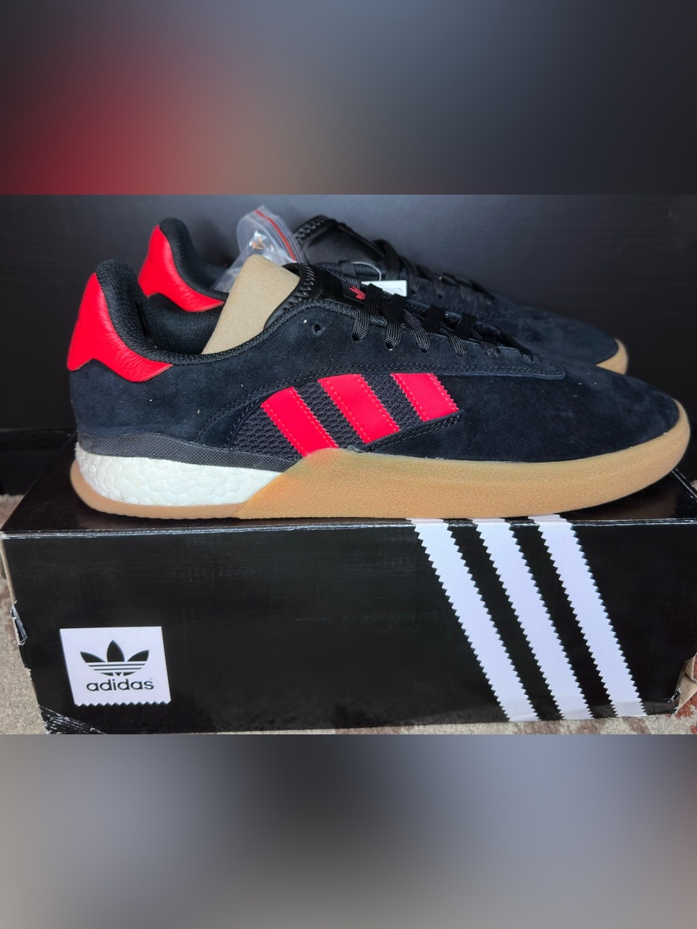 Adidas 3ST.004 Black Red White EF8460 Skate Shoes Men's Size 11.5 BNIB